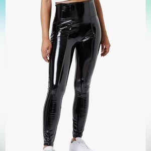 Spanx Shiny Faux Patent Leather Leggings, Size Medium